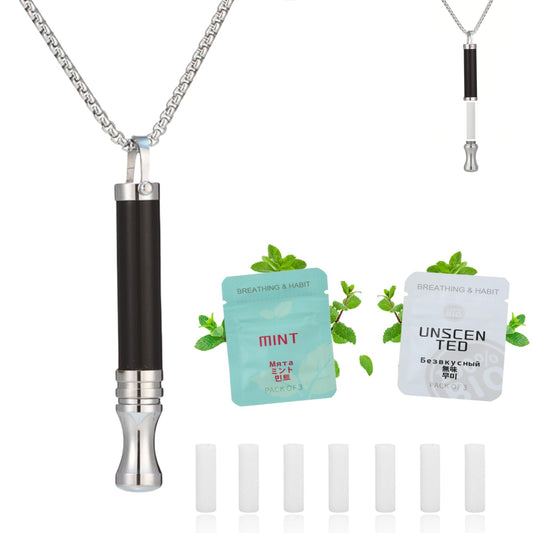 AD ADASTONE Breathing Necklace for Anxiety Relief Breathlink Anti Smoking Necklace Stop Smoking Aids Quit Vaping Tools for Smoking Cessation Fum Vaporless Inhaler for Natural Calm Stress Relief