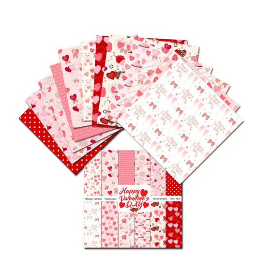 24 Sheets Scrapbooking Supplies Paper Christmas Scrapbook Paper 6"×6”, Cardstock Paper Assorted Patterned for DIY Decorative and Christmas and Valentine's Day( Love - A)