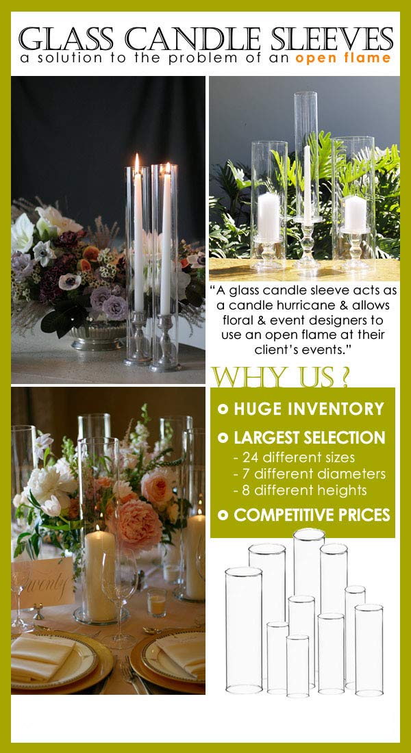 CYS EXCEL 6 PCS (H:18" D:2.5"") Open Ended Glass Hurricane Candleholder Tube Shade | Multiple Size Choices Open Flame Candle Chimney Tube Cover | Bottomless Cylinder"