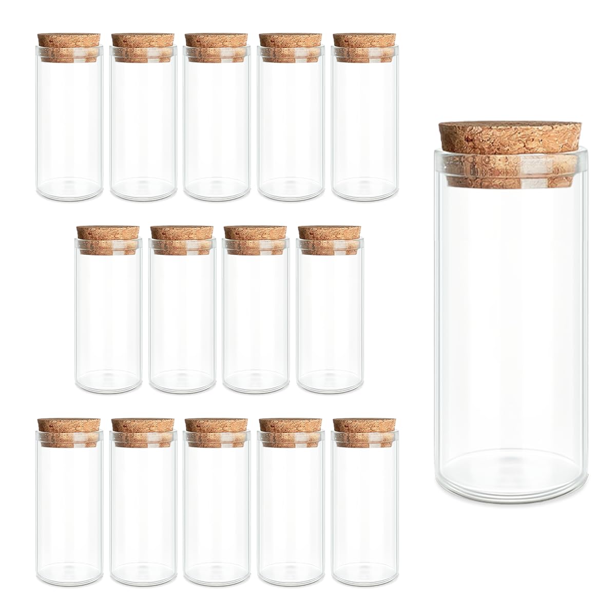 15-Pack 1.01 oz (30 ml) Glass Bottles & Test Tubes with Cork Stoppers – for Spell Jars, Spice Storage, DIY Favors, Travel Memories, Plant Propagation – Empty Recyclable Containers for Crafts, Kitchen