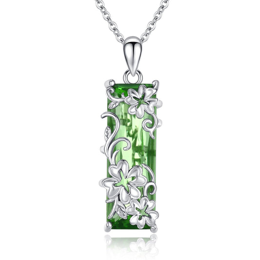AENEAS Valentines Day Gifts for Women Her Clover Necklace 925 Sterling Silver Green Crystal Pendant Clover Jewelry Gifts for Her Wife
