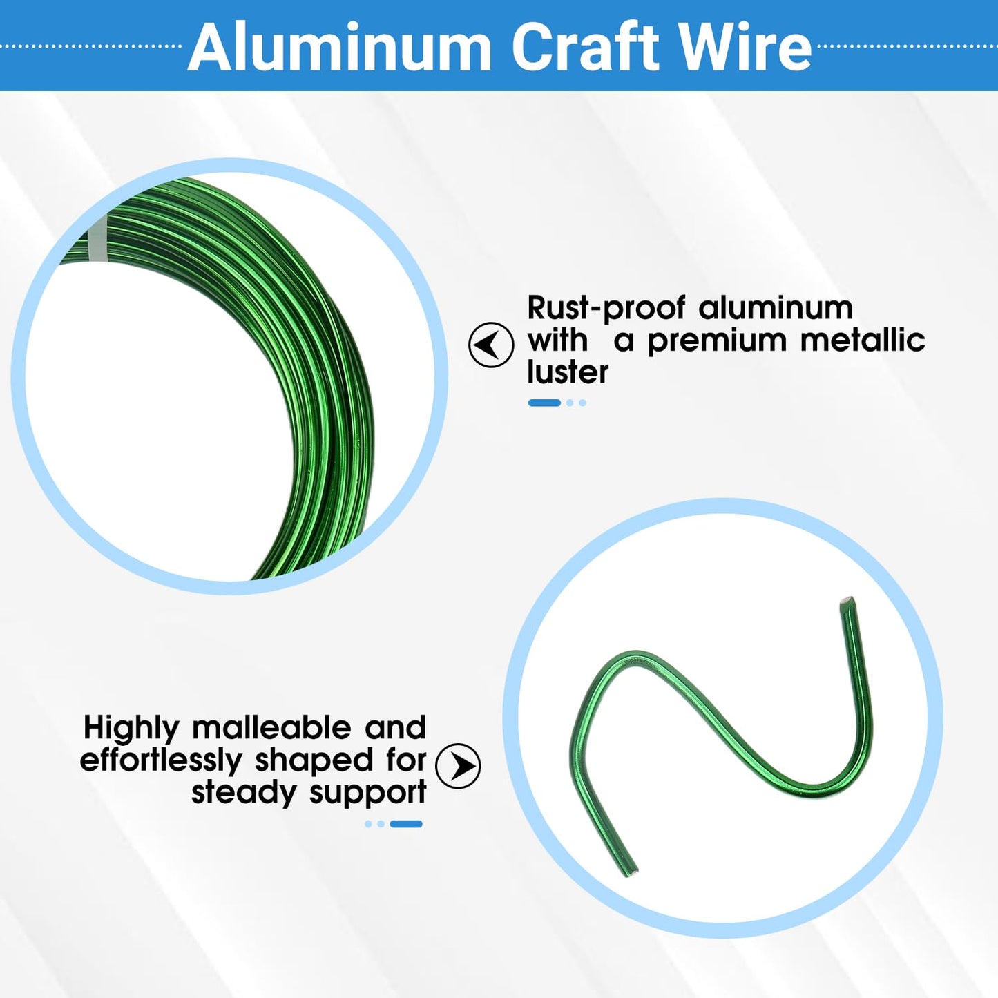 2 Rolls Aluminum Craft Wire, 9 Gauge (3mm) Flexible Metal Wire for Jewelry Making, 65.6 Ft (32.8 Ft/Roll) Bendable Armature Wire for Bonsai, Sculpting and DIY Crafts [Green]