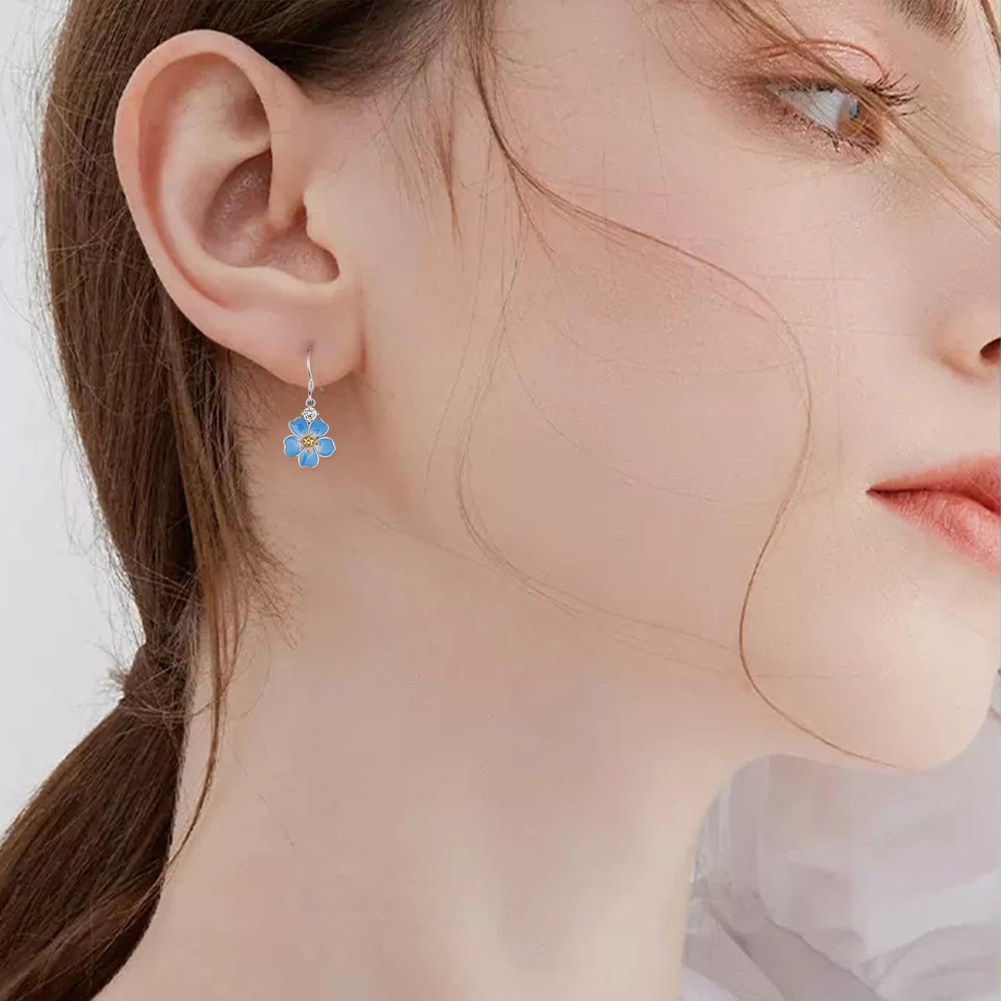 Forget Me Not Earrings 925 Sterling Silver Flower Earrings Forget Me Not Jewelry Gifts for Women