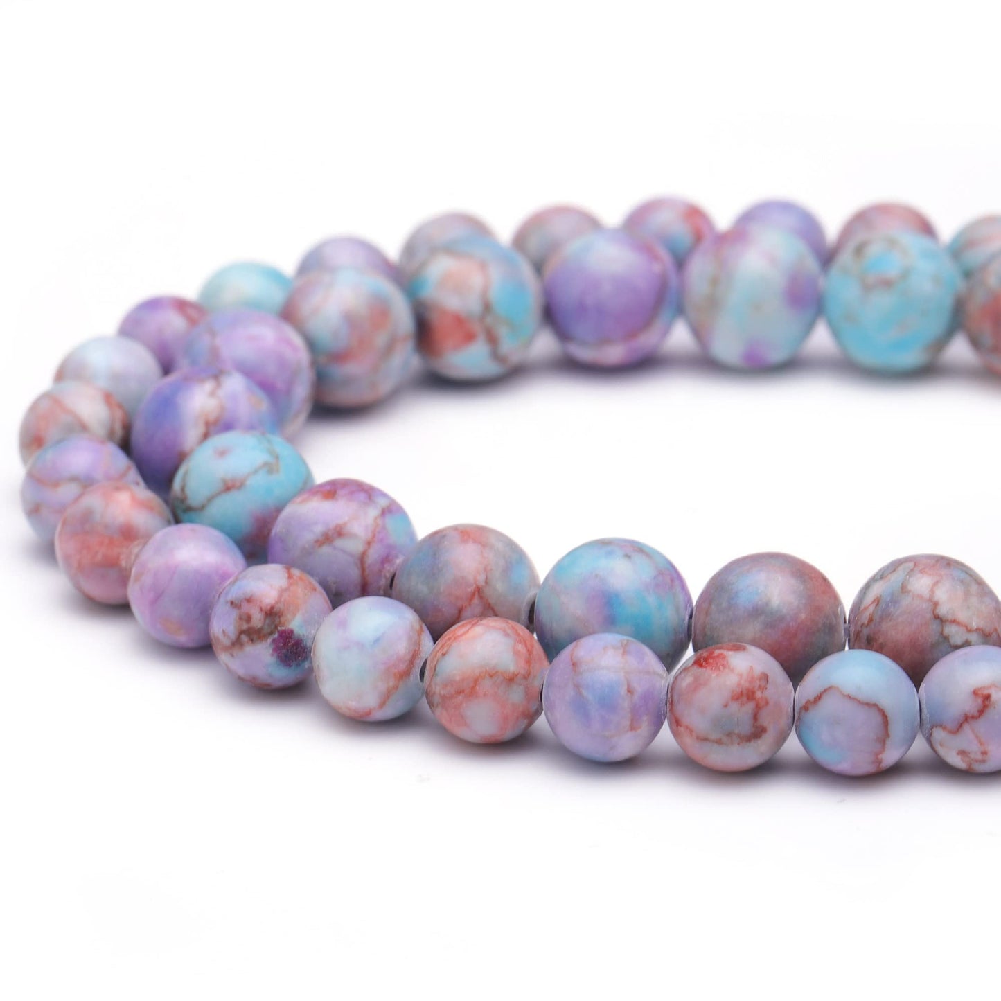 Youngbling Natural Gemstone Beads for Jewelry Making,8mm Purple Jasper Polished Round Smooth Stone Beads,Genuine Real Stone for Bracelet Necklace 15 Inch