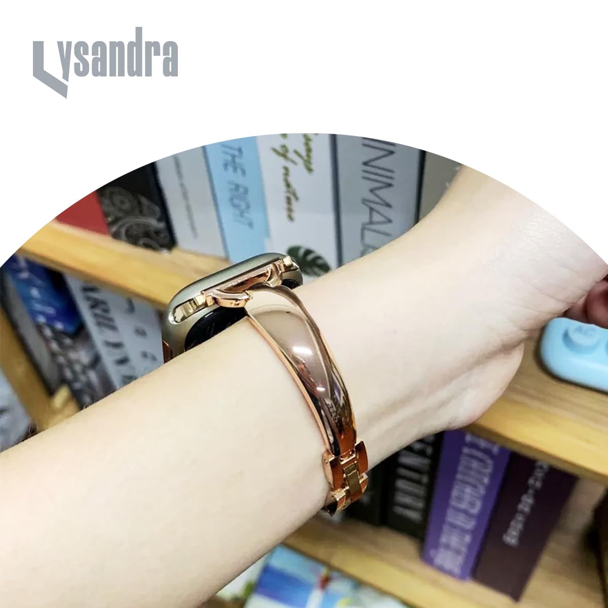IDW13,IDW16,IDW19,IDW17 Smartwatch Bands, LYSANDRA stainless steel Shiny Fancy Wristband, Stylish Replacement Slim Strap Compatible for IDW13 Watch/Woneligo W3/IDW16 Watch/IDW19 Watch/22mm lug watch (Rosegold)