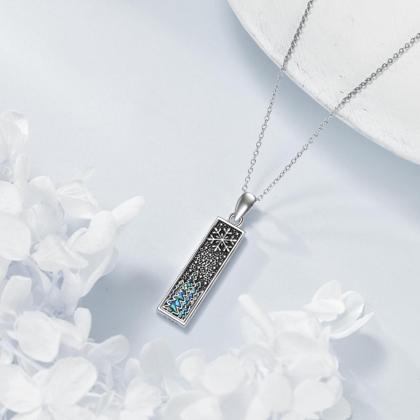 YFN Snowflake Pine Tree Necklace for Women Sterling Silver Nature Necklace Jewelry Gift for Skiers, Hikers, Campers, Climbers and Nature Lovers