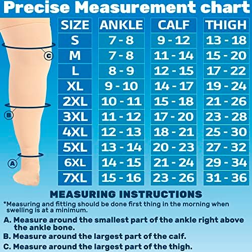 ABSOLUTE SUPPORT Plus Size Thigh High Compression Stockings for Men & Women 20-30mmHg - Unisex Opaque Over Knee Socks with Wide Calf for Postpartum, Achilles Tendon, Embolism, DVT - Beige, 3X-Large