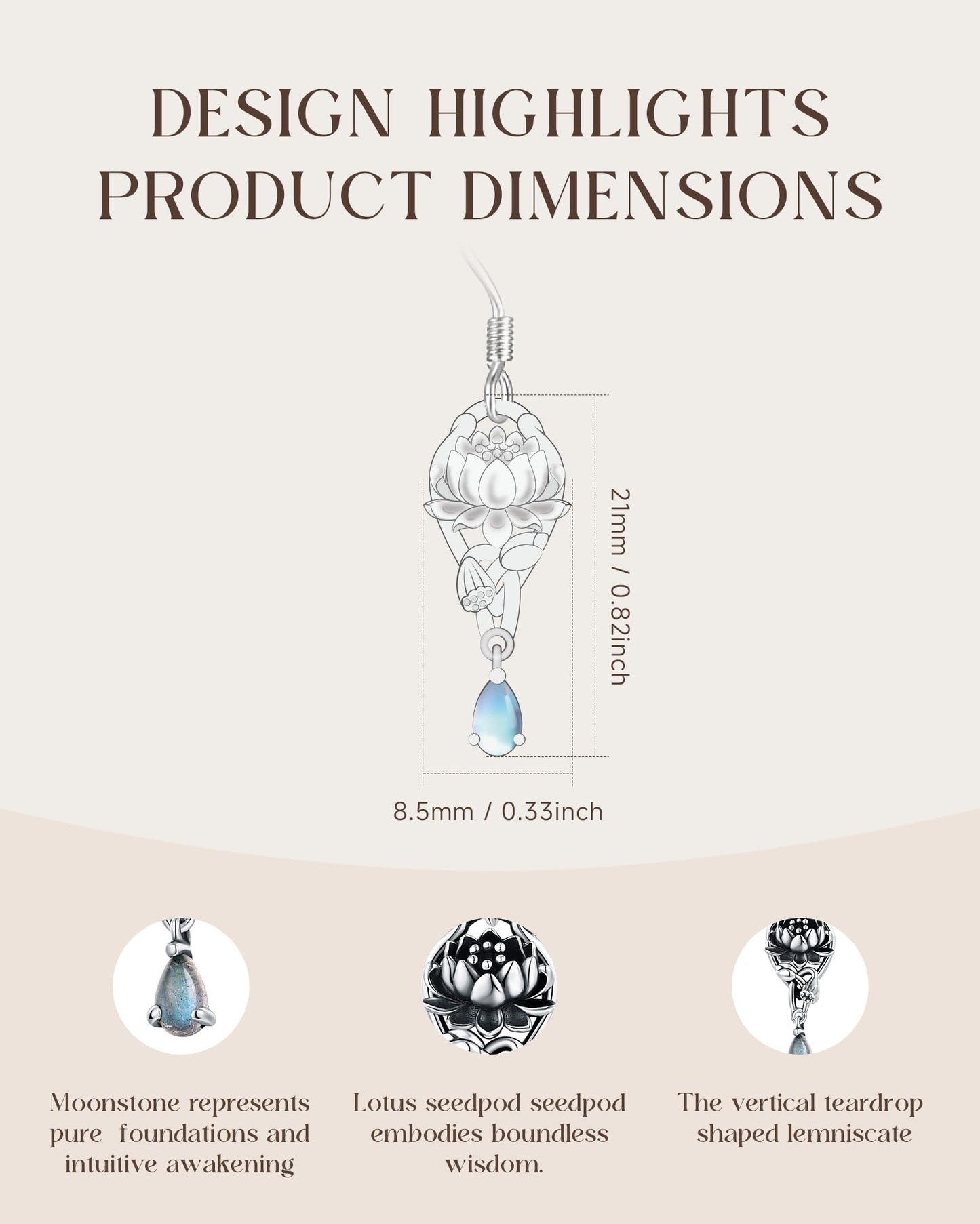 S925 Sterling Silver Turquoise Dragonfly Sunflower/Hummingbird/Butterfly/Cross/Anchor Earring Vintage Bohemian Jewelry Natural Drop/Stud Earrings Birthday Jewelry Gifts for Women (Moonstone Lotus)
