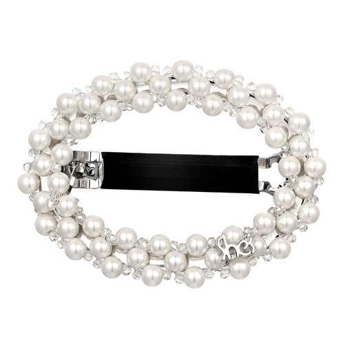 Handmade Pearl Crystals Hair Clip for Women, SHE'S FREE STYLE JUST FOR YOU Circular Openwork Design Side Hair Clips with Retro Crystals, Vintage-Inspired Hand-Beaded Hair Accessory