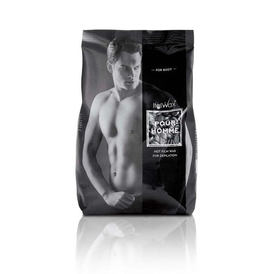 Italwax Pour Homme - 1kg / 2.2lb - Hard wax beads for hair removal - Special for man - Natural formulation - Easily removes coarse hairs - Ideal for barber shops