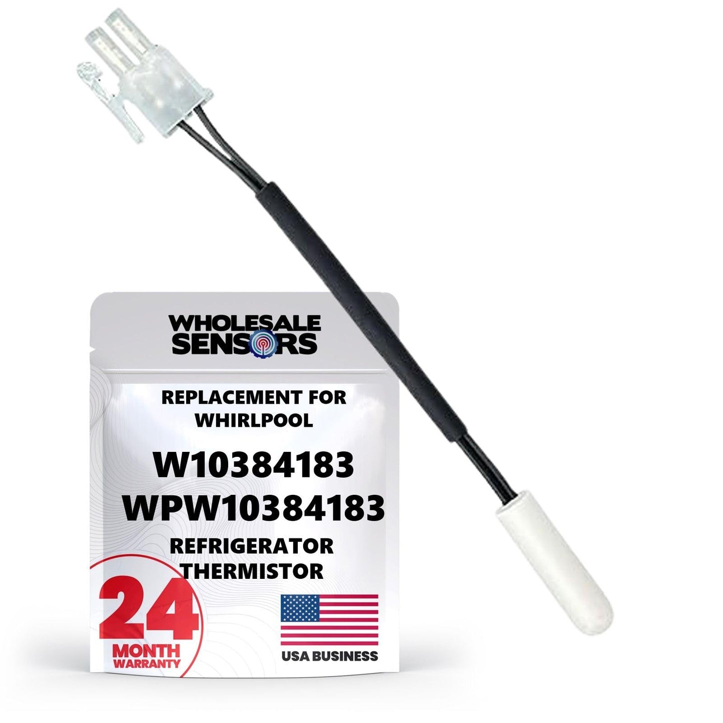 Replacement Whirlpool W10384183 WPW10384183 Refrigerator Thermistor 24 Month Warranty & USA Support