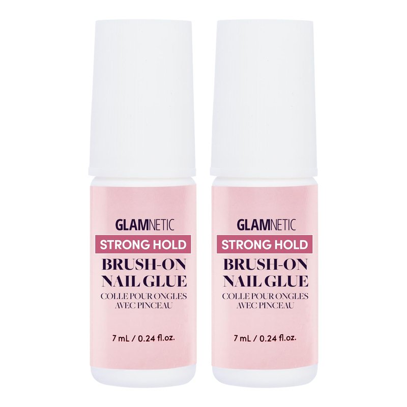 Glamnetic Super Strong Brush On Nail Glue (2 Bottles) | Brush Tip Applicator, Mess Free, Travel Friendly, Vegan | Durable & Long-Lasting | .24 fl. oz.