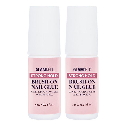 Glamnetic Super Strong Brush On Nail Glue (2 Bottles) | Brush Tip Applicator, Mess Free, Travel Friendly, Vegan | Durable & Long-Lasting | .24 fl. oz.