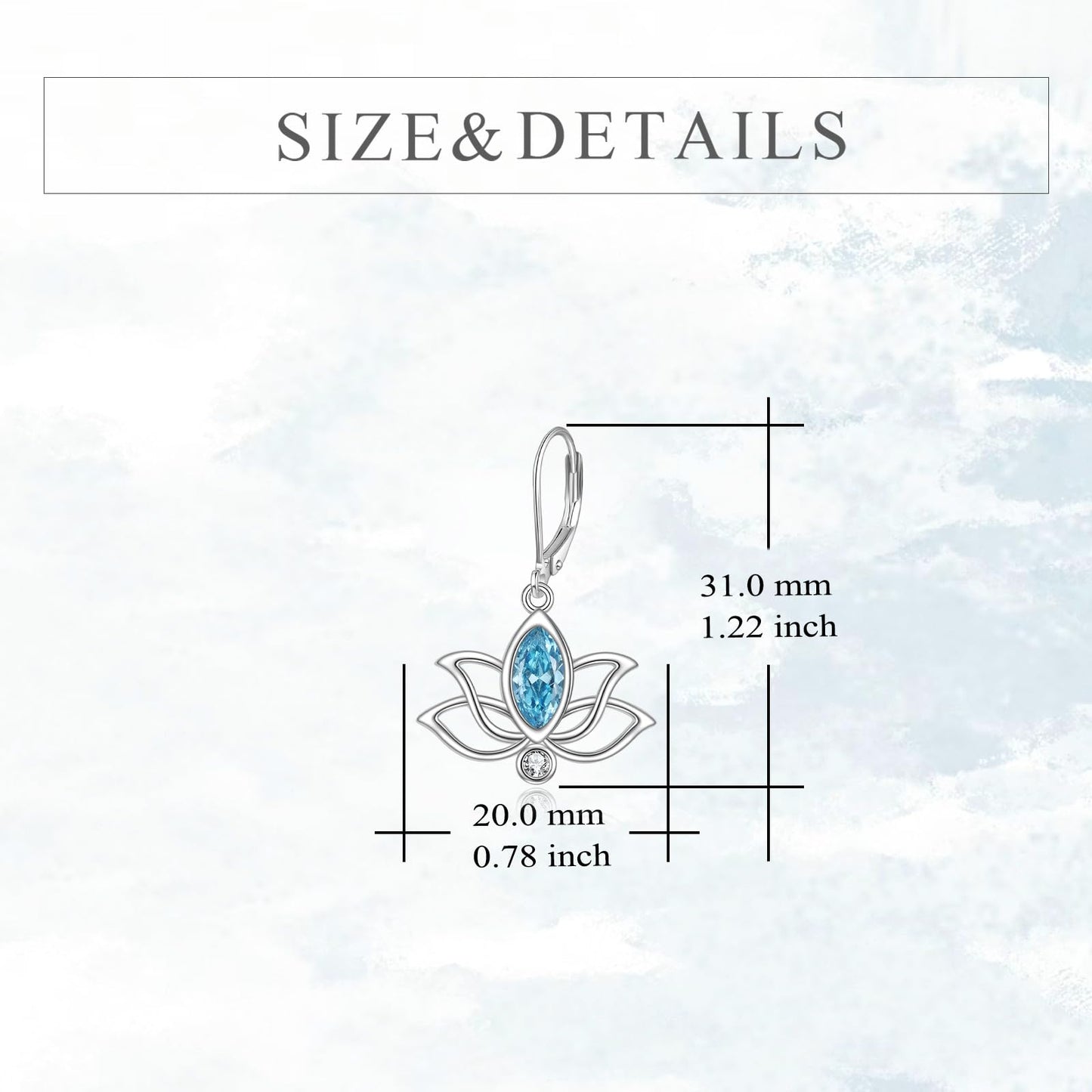 YFN Lotus Flower Earrings Sterling Silver Birthstone Lotus Leverback Dangle Drop Earrings Jewelry Gifts for Women (L. Dec)