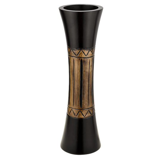 AeraVida Tribal Bali-Inspired Hand-Carved Wood Table Vase with Natural Brown Stain | Boho Chic Home Decor Accent | Trendy Rustic Wooden Vase for Living Room or Office