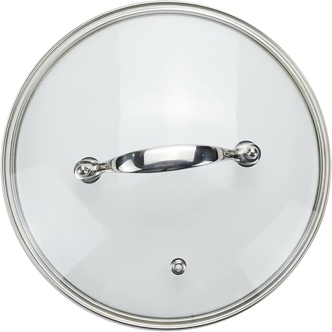 8 Inch Clear Glass Pot Lid for Frying Pan Replacement Cover Can Withstand 356Â°F (180â) with Stainless Steel Arch Bridge Handle,Bright Silver