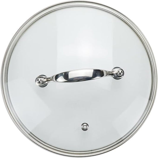 8 Inch Clear Glass Pot Lid for Frying Pan Replacement Cover Can Withstand 356Â°F (180â) with Stainless Steel Arch Bridge Handle,Bright Silver