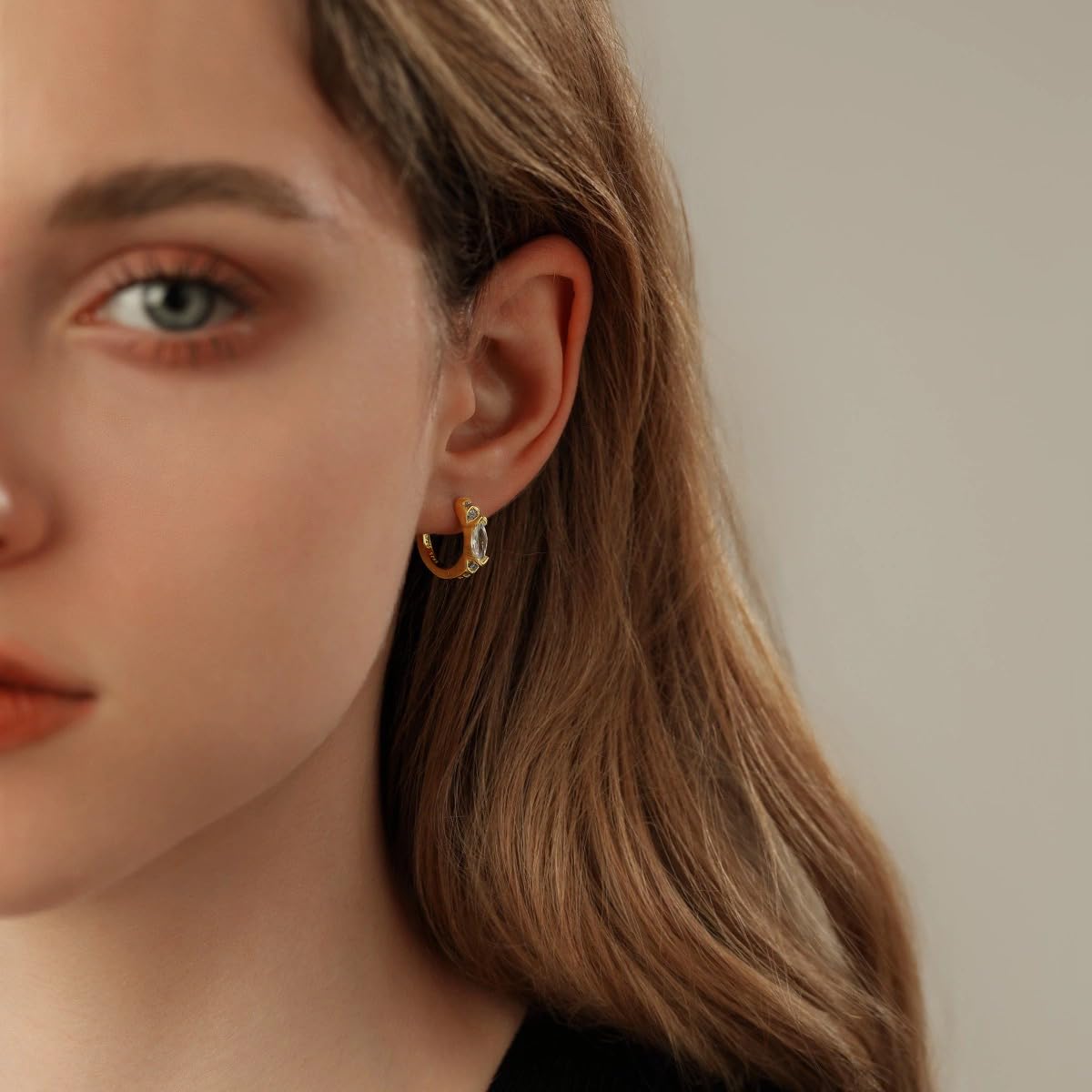 Lymphatic Drainage Slimming Hoop Earrings, Titanium Ion Lymphvity Germanium Earring Acupuncture Therapy Hoop Moissanite Earrings Jewelry for Women Men (gold)