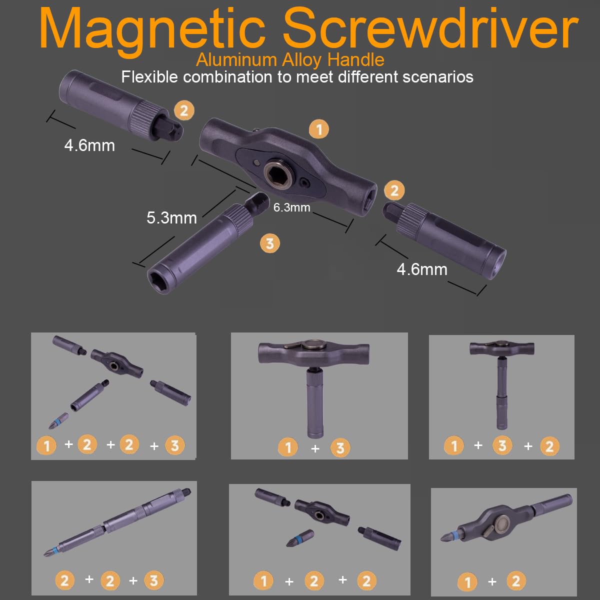 42 in 1 Magnetic DIY Ratchet Screwdriver Set,Multi Bit Screw Drive with Storage Case, Portable Compact Repair Tool Kit for Furniture, Bicycle,Watch,Computer, (42 in 1 Gray)