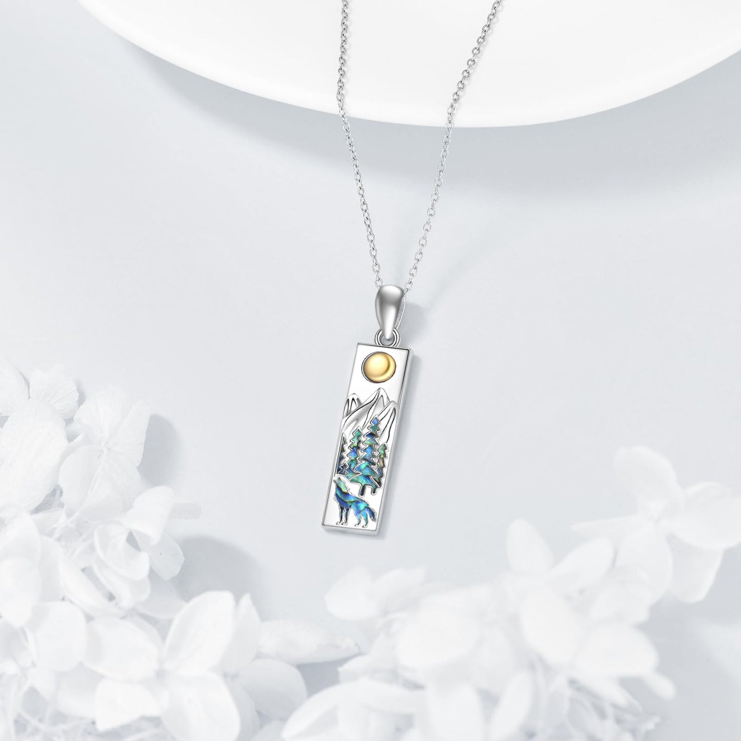 YFN Wolf Mountain Necklace for Women Sterling Silver Nature Necklace Jewelry Gift for Skiers, Hikers, Campers, Climbers and Nature Lovers