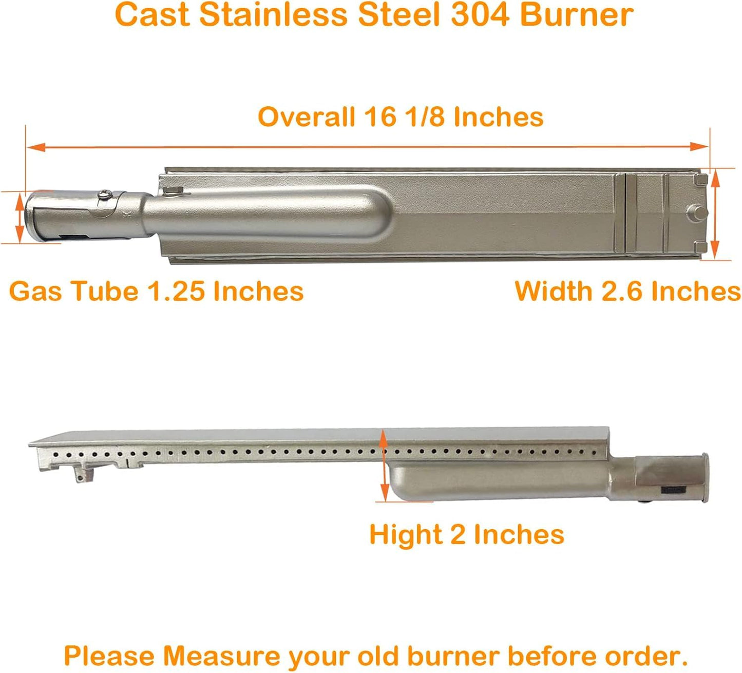 YONYO Stainless Steel 4PCS 16516 Burners + 4PCS 16631 Flame Tamer Flavor bar and + 3PCS 16520 Heat Plate Shield for Bull Grill Replacement Parts,Fits for Lion, Cal Flame 4 Burner Gas Grills