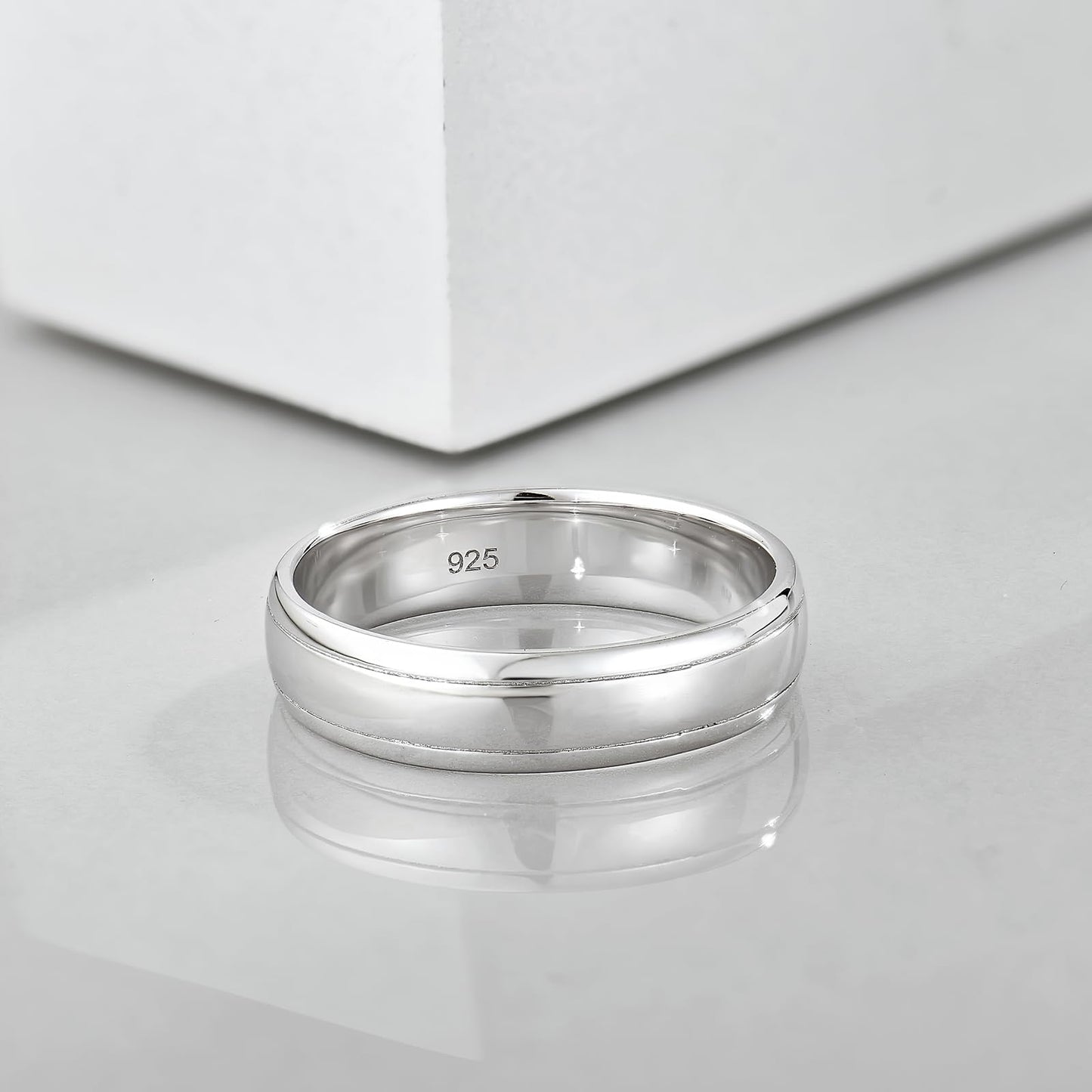 STARCHENIE 5mm Wedding Band Ring, 925 Sterling Silver Comfort Fit, Sizes 12