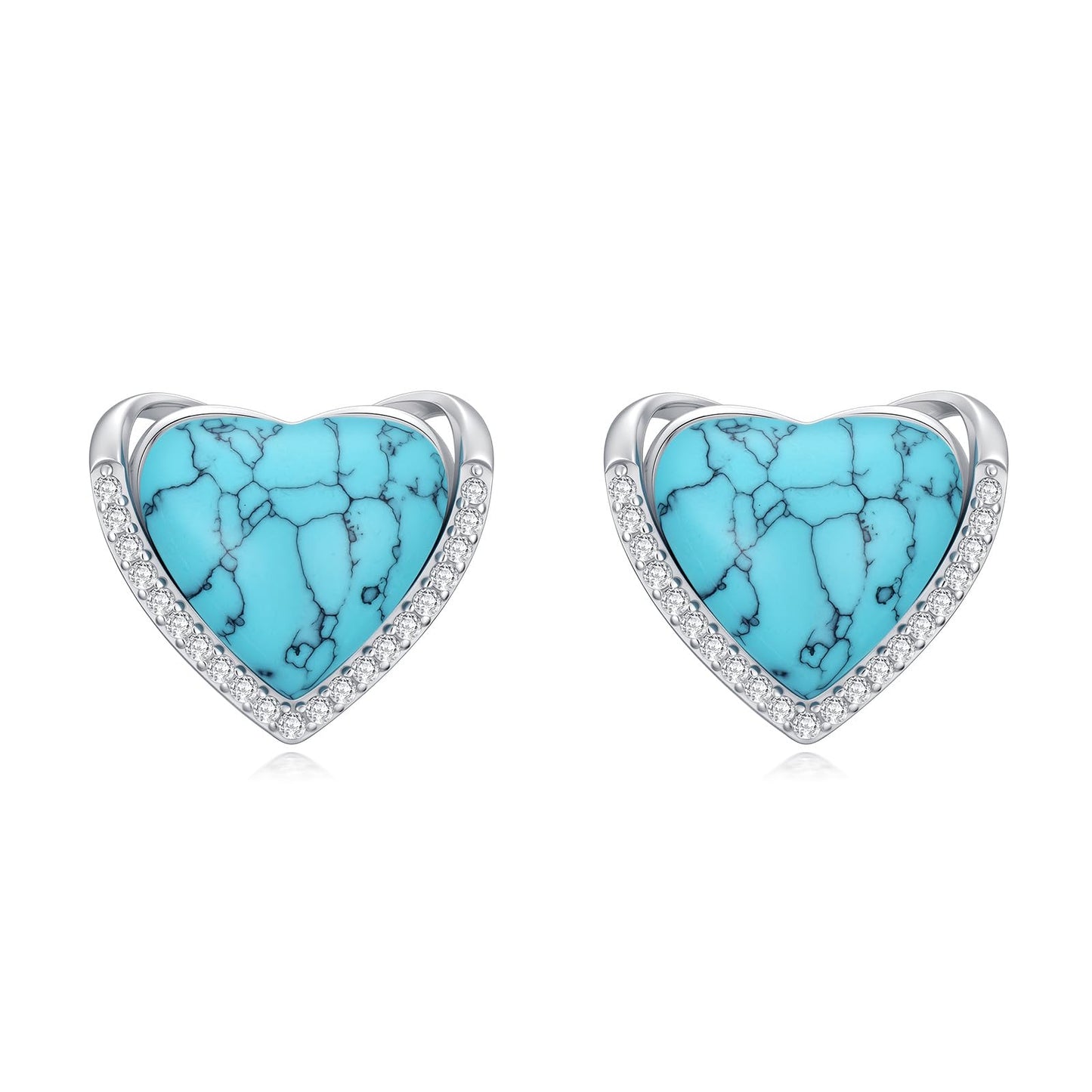 WINNICACA Heart Stud Earrings for Women Turquoise Earrings 925 Sterling Silver Jewelry Hypoallergenic Gift for Sensitive Ears Birthday Mothers Day Gifts for Women Mom Wife