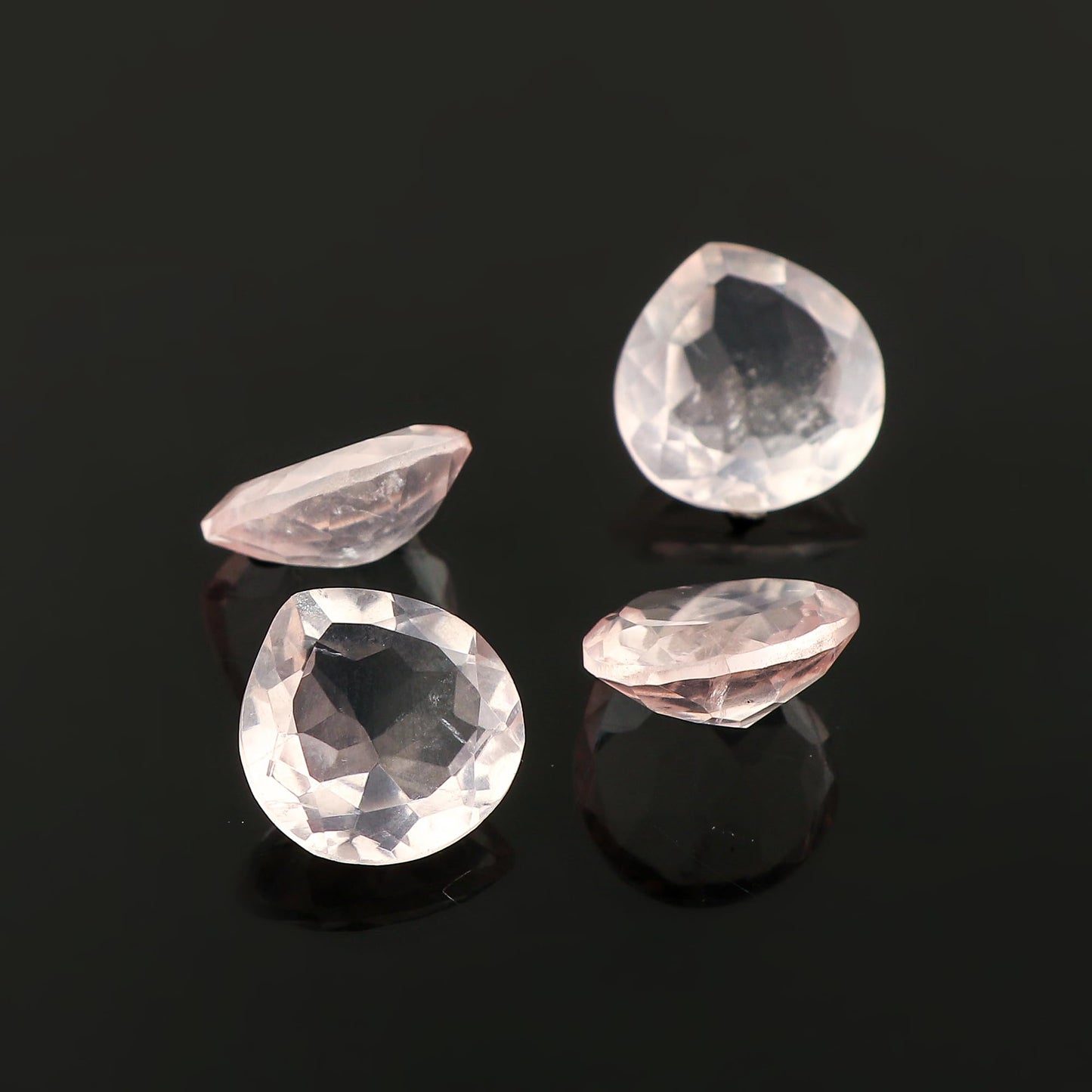 CRYSTALIS 4pcs Natural Rose Quartz, Briolette Cut, Loose Gemstone, Wholesale Bulk Cabochons, Jewelry Making Supply, Chakra Healing Polished Stones, Wire Wrapping, DIY, Gem Collection, 12-15mm