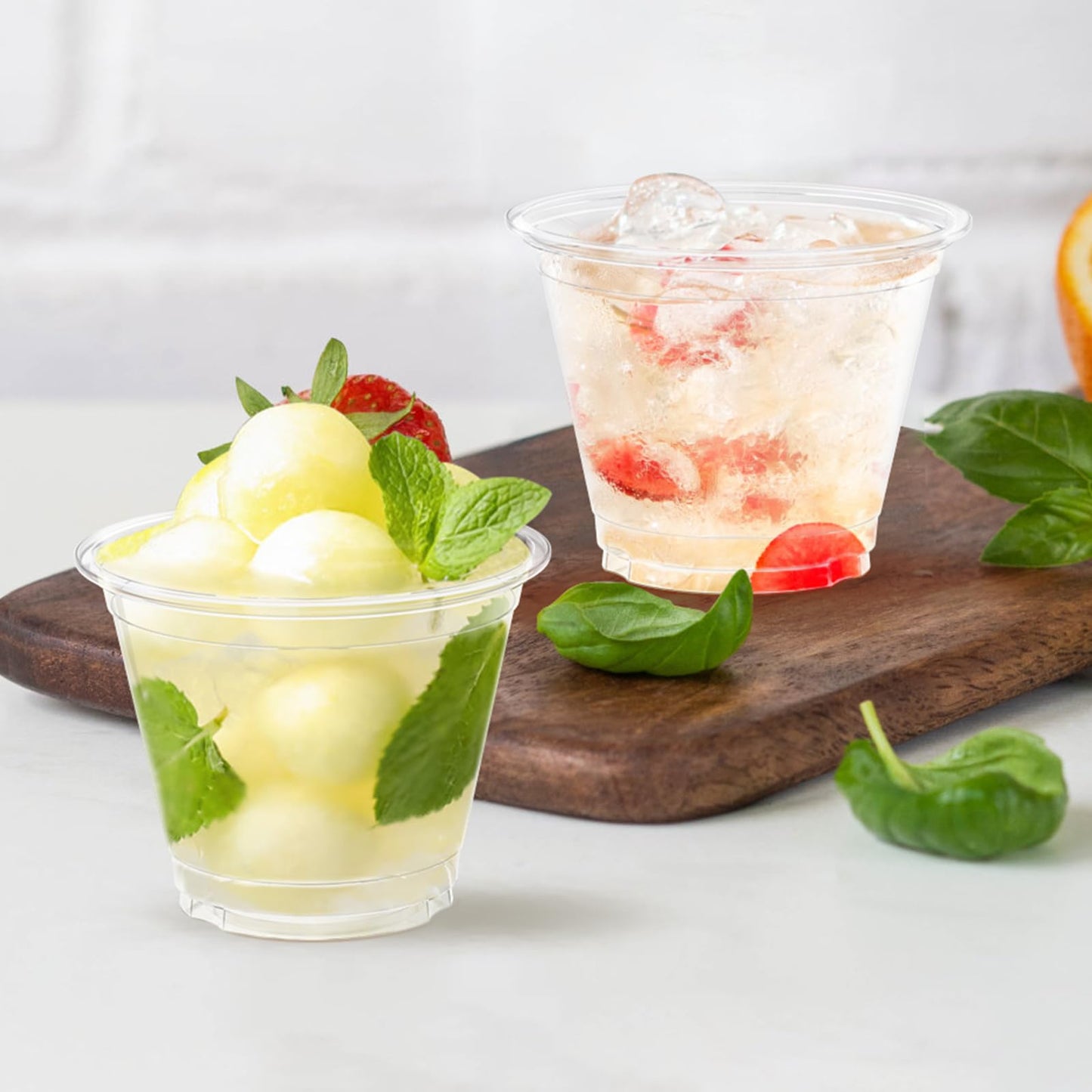 Dealusy 100 Pack 9 oz Clear Plastic Cups, Sturdy & Food Safe Disposable Plastic Cups for Wine Cocktail Punch