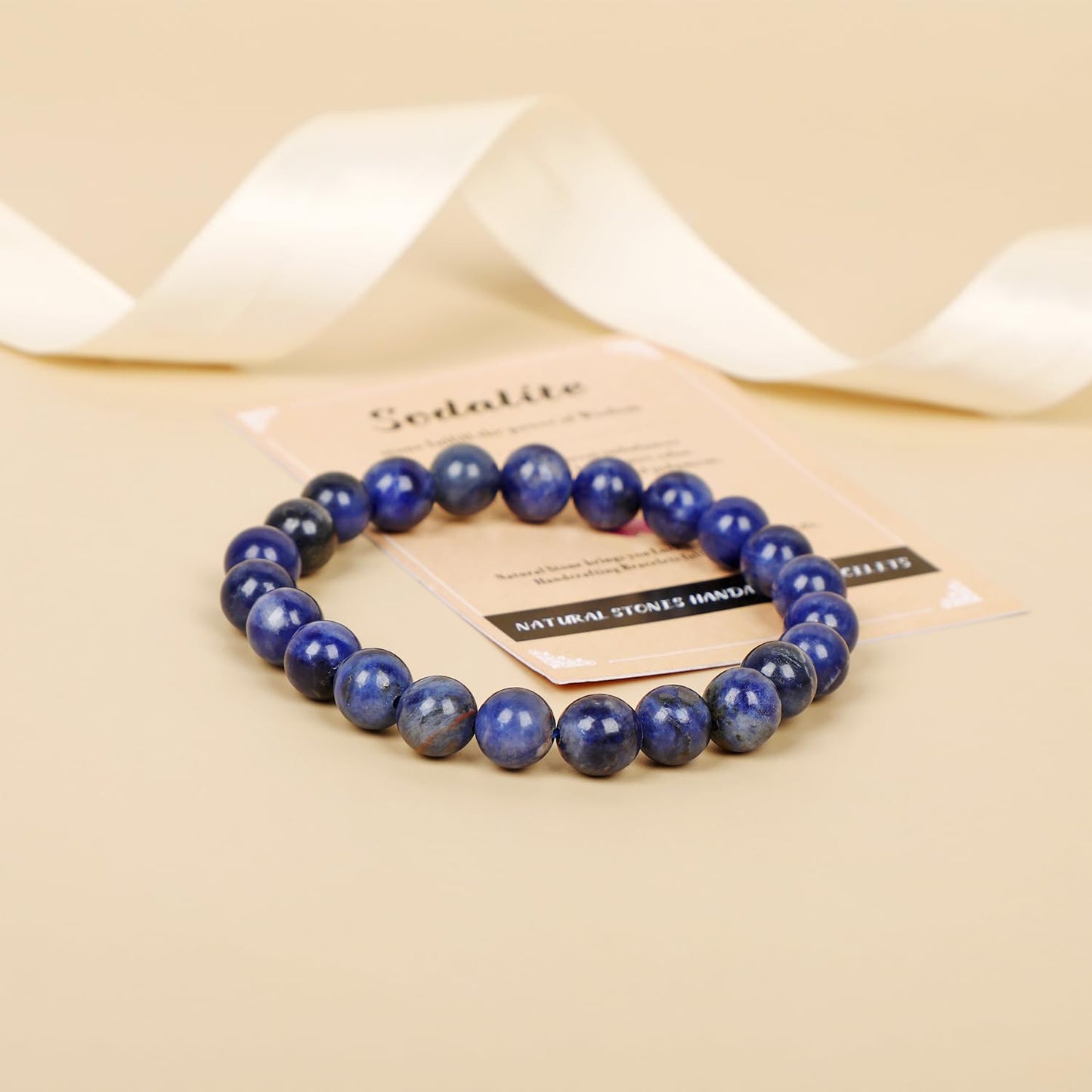 AD Beads Handmade Gemstone Stretch Elastic Bracelet Crystal Healing Reiki Nature's Beauty and Spiritual Essence Unisex (6mm, Blue Sodalite)
