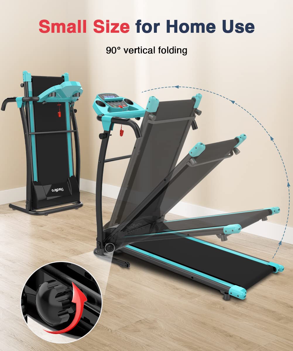 REDLIRO Electric Treadmill Foldable Exercise Walking Machince for Apartment Home/Office Jogging Compact Folding Easy Assembly 12 Preset Program 2 Wheels LCD Display