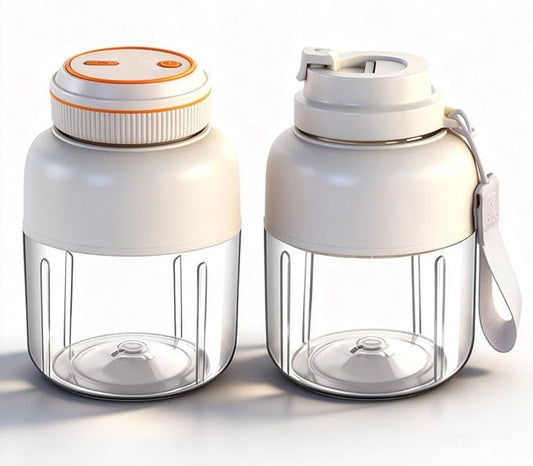 Portable Wireless Juicer Cup - 44 oz Cordless Blender with 38-Blade 18000 RPM High-Speed Motor, USB-C Rechargeable Personal Smoothie Maker for Gym, Travel, and Outdoors (Double Cup-White,44oz)
