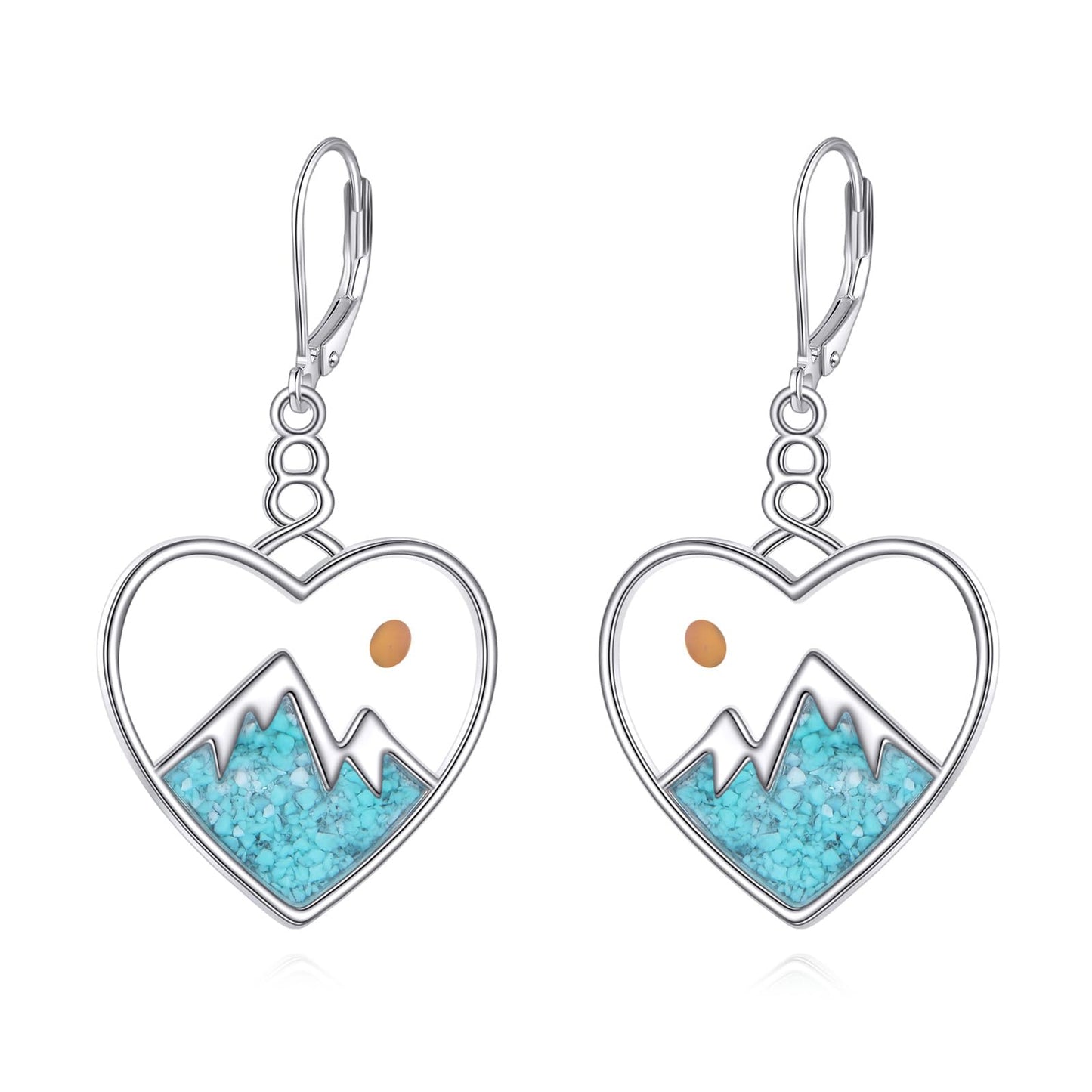 AOBOCO Heart Mustard Seed Earrings for Women Sterling Silver Mountain Dangle Christian Mustard Seed Jewelry Mothers Day Birthday Gifts for Mom (Heart Turquoise Earrings)