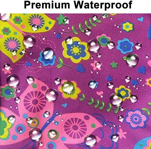 Wheelchair Storage Bag, Double-Sided Armrest Pouch with Cup Holder and Reflective Strip, for Wheelchairs and Walkers (Purple Butterfly)