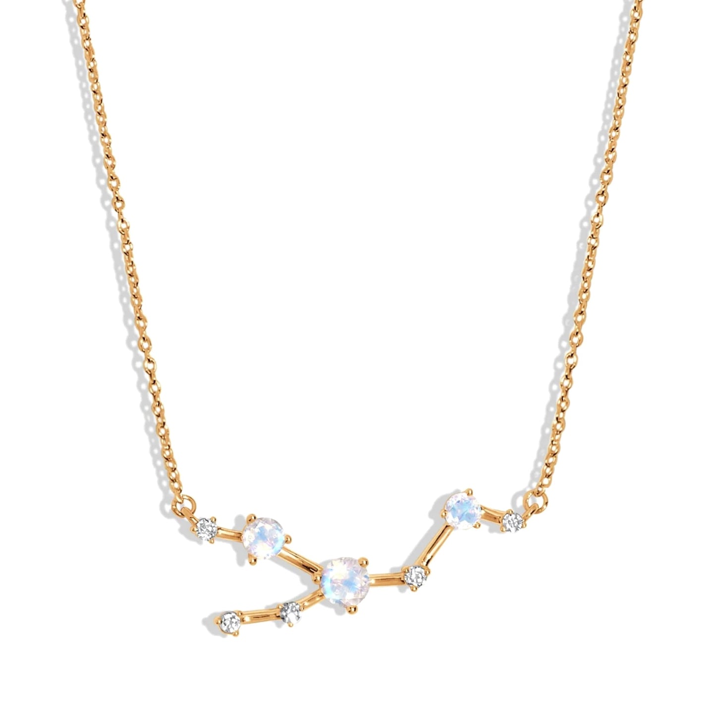 Moon Magic Moonstone Necklace - Taurus Zodiac Constellation / 925 Sterling Silver - 18k Rose Gold - Yellow Gold Rainbow Moonstone Necklaces for Women/Authentic Rainbow Crystal Jewelry