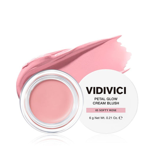 VIDIVICI Petal Glow Cream Blush, Multi-Shade Cream Blusher for Natural Radiant Cheeks, K-Beauty Long-Lasting Hydrating Color - 6g, 0.21oz (SOFTY ROSE)