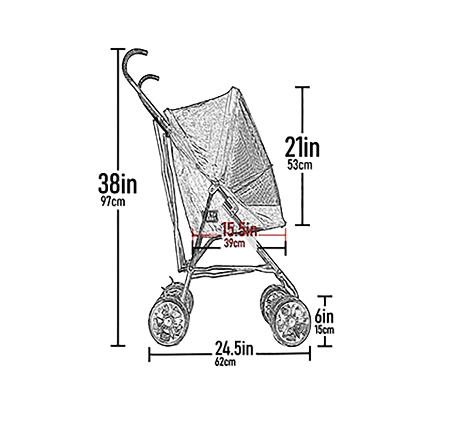 Pet Gear Travel Lite Plus Stroller, Compact, Easy Fold, No Assembly Required, Large Wheels for Cats and Dogs up to 15 pounds, Blue Oasis