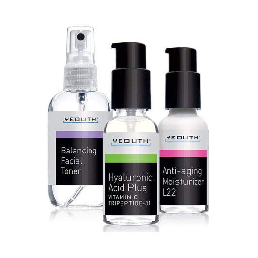 YEOUTH Skin Care Set | Hyaluronic Acid Serum with Vitamin C | Face Toner | Face Moisturizer | Skincare Kit for Hydrating and Smooth Looking Skin | Facial Gift Set 3-Piece