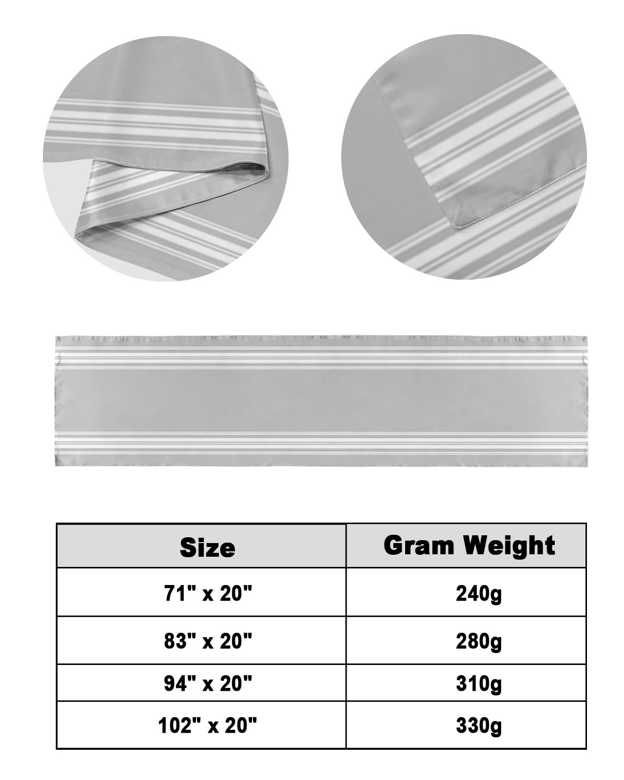 Bed Runner for Queen Size Bed, Grey Striped Bed Scarf Throws for Foot of Bed, Luxurious White Stripes Modern Abstract Art Luxury Bedding Protector Slipcover Bed Runners for Hotel/Home, 83 x 20 Inch