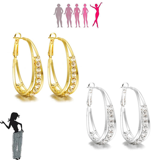 2 Pairs Lymphatic Drainage Slimming Hoop Earrings, Lymphvity Activity Germanium Acupuncture Therapy Hoop Earrings Fashion Jewelry Gift For Women Men (gold+silver)