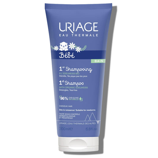 Uriage Baby 1St Shampoo With Organic Edelweiss, Leaves Hair Soft & Supple, Respects Balance Of Baby'S Scalp, Tear-Free, Soap-Free & Biodegradable Formula, 96% Igredients Of Natural Origin