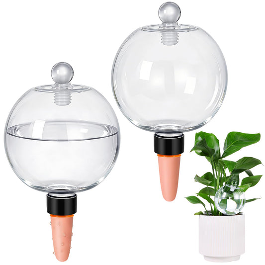 26 oz Extra Large Plant Self Watering Globes Top Fill - Upgraded Plastic Water Bulbs, Slow Release Terracotta Self Watering Planter Insert, Plant Watering Devices System, Water Spikes Stakes, 2 Pack