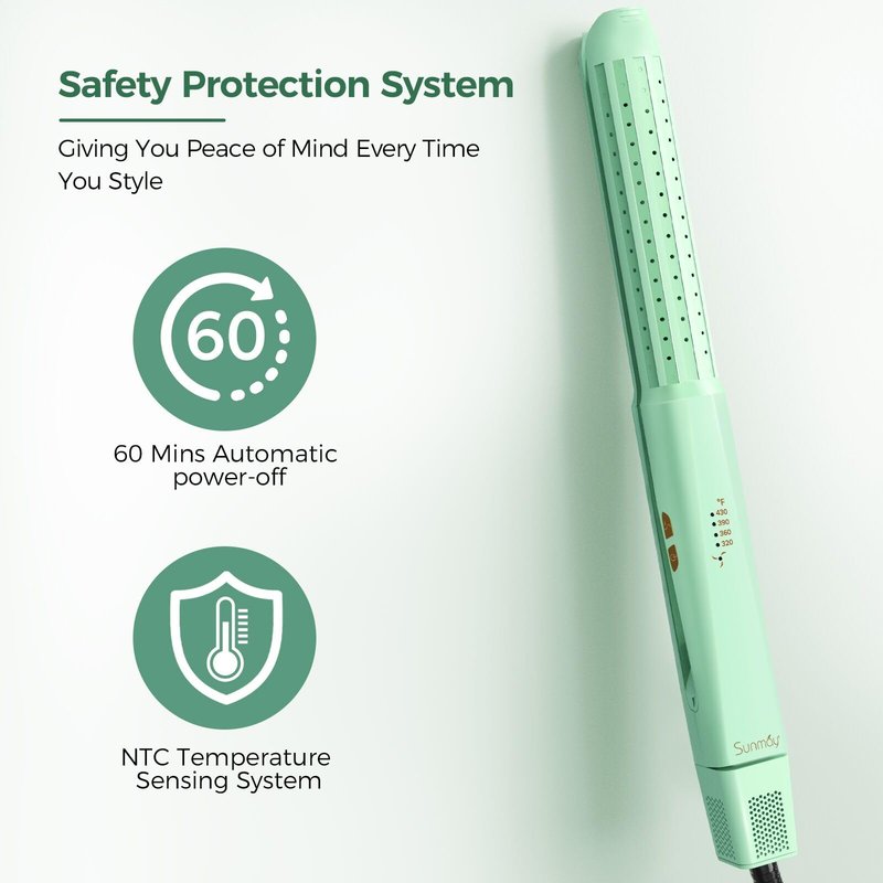 SUNMAY 360°Airflow Hair Straightener,0.95 Inch Titanium Straightener and Curler with Cooling Air Lock in Quick Style,Negative Ions Flat Iron Hair Straightener for Women,Dual Voltage,Auto Shut Off