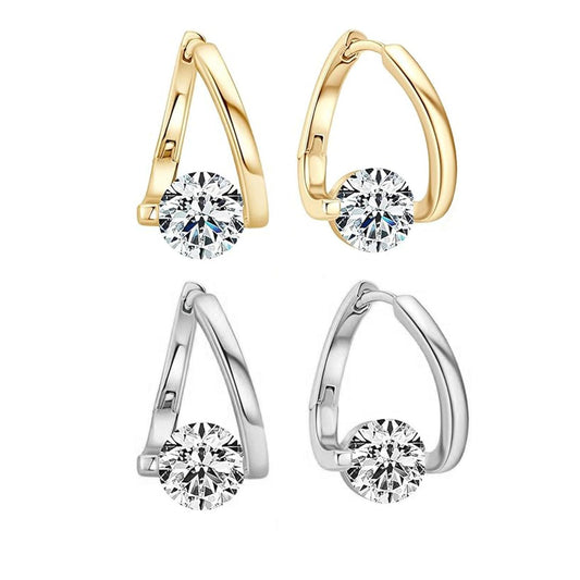 2 Pairs Halolux Lymphvity Germanium Earrings, Halolux Lymphvity Drainage Cubic Zirconia Earrings Lymphati Activity Hoop Earrings for Women Lymphvity Therapy Earring Jewelry (White)