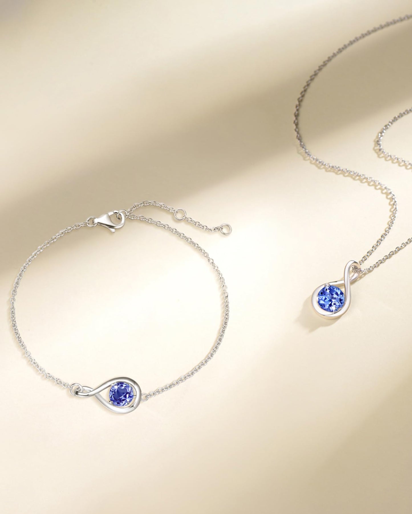 FANCIME Tanzanite Necklaces, Sterling Silver December Birthstone Necklace for Women Infinity Pendant Fine Jewelry Birthday Mothers Day Gifts for Mom Her