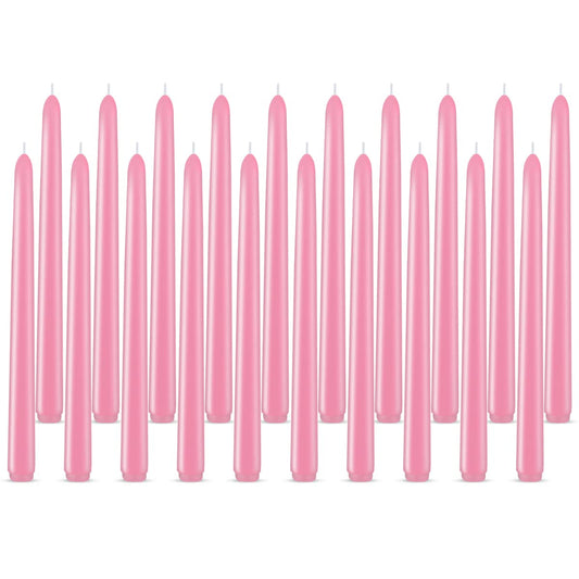 20 Pcs Pink Taper Candles for Home Decoration, 10×7/8 Inch Dripless Candlesticks, Great for Dinner Party Wedding and Emergency
