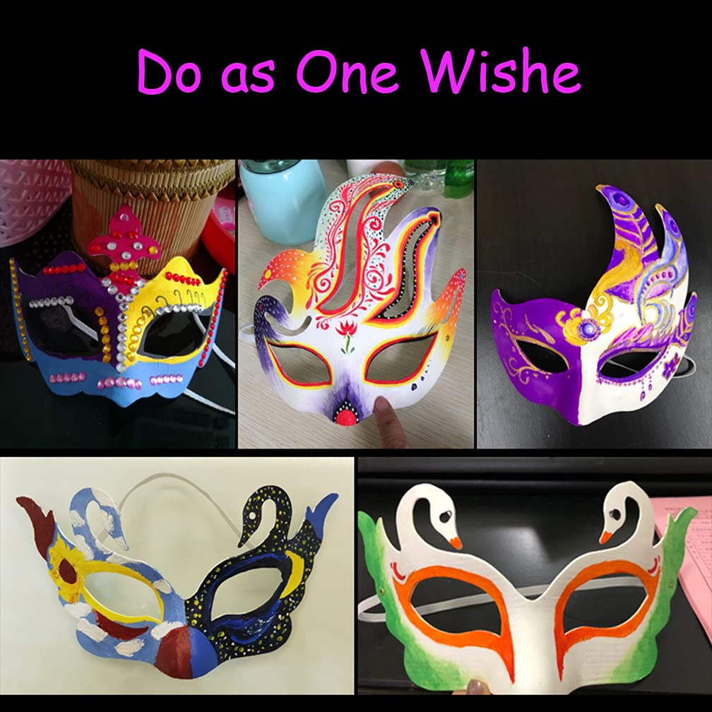 Qavctw 16PCS DIY White Masks Paper Cosplay Christmas Party Mask Unpainted Plain Craft Masquerade Masks for Christmas Mardi Gras Party Mask
