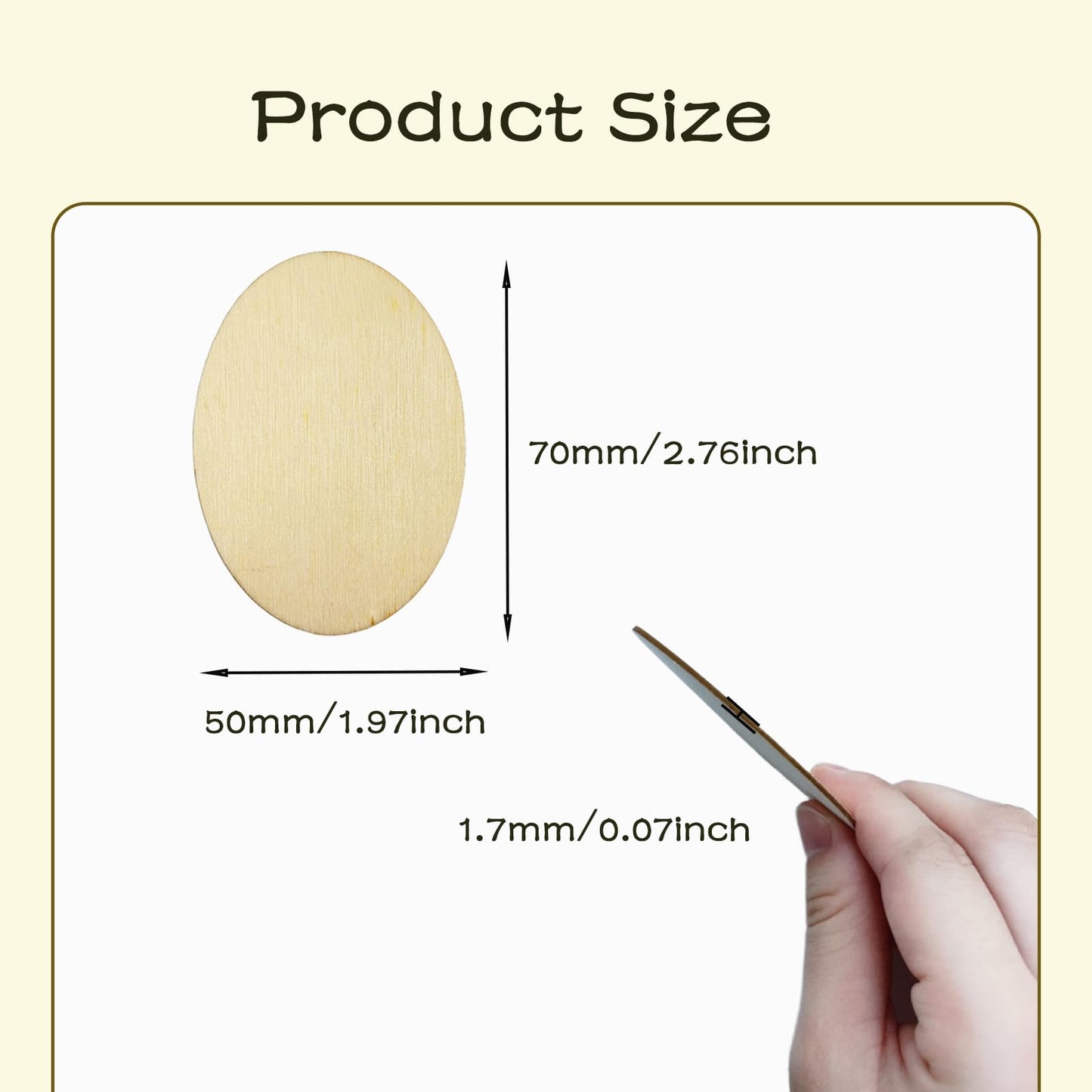 60 Pcs 2.76 x 1.97 Inch Wooden Oval Cutout, Natural Oval Wood Slices, Unfinished Beech Wooden Blank Slices for Painting, Home Decor, Wedding and Party Decoration