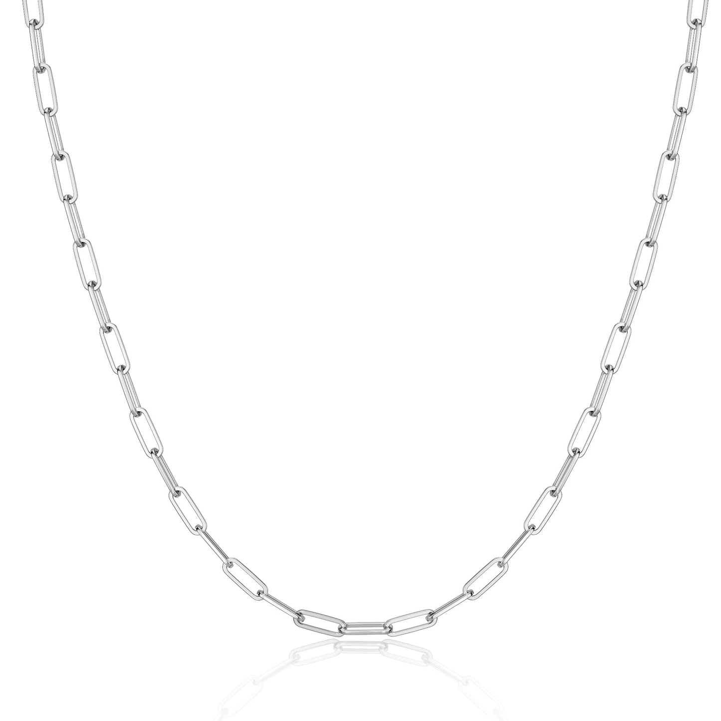 MBW Dainty Silver Paperclip Chain Necklace, Long Simple Sterling Silver Charm Choker Necklaces for Women Trendy 20in Minimalist Aesthetic Link Necklace Waterproof Jewelry Trending Gifts for Women