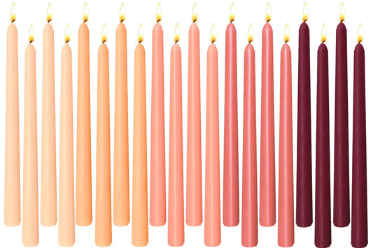 20 Pack Gradient Orange Smooth Taper Candles, 10 Inch Smokeless Dripless Dinner Candlesticks, Long Burning Colored Tapered Candles for Wedding Party Home Decor Dinner Spa, 5 Warm Shades (4 of Each)